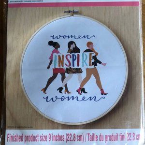 She Inspires Us Stitchery Kit with Hoop "Women Inspire Women" Size 9 in. New